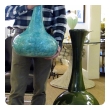 an impressive american 1960's Jaru pottery bottle-form teal-glazed vase/vesssel with original label