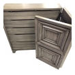  handsome pair of american mid-century solid gray-cerused oak dressing cabinets with coffered bi-fold doors