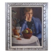 oil on board; a finely rendered continental art deco painting of a seated woman