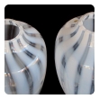 a large-scaled and shapely pair of Hessen Glaswerke mid-century white striated ovoid vases (West Germany) 