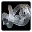 a well-crafted and heavy glass rope knot by Fusion Z Glassworks; with acid etched signature