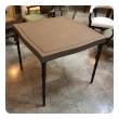 Stylish Mid-century Game Table Upholstered in Taupe Leather, by Barnard & Simonds Furniture Co., Rochester, NY