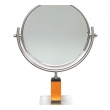  chic american art deco 1930's steel dressing mirror raised on a maplewood base with ebonized highlights 