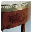  elegant french directoire circular bouillotte table with fossilized marble top