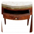  elegant french directoire circular bouillotte table with fossilized marble top