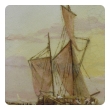 a well-rendered english faience painted tile depicting a dutch galliot; signed 'Burmantofts Faience 1923