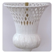 elegant pair of italian white-glazed basket-weave urn-form porcelain lamps