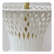  elegant pair of italian white-glazed basket-weave urn-form porcelain lamps