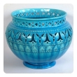 rare and large english burmantofts faience teal-glazed pierce-work jardinière/urn/pot 