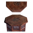  intricately inlaid anglo indian octagonal side/traveling table with brass and copper inlay