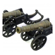 a finely rendered pair of english victorian brass ornamental signal cannons on cast iron carriages