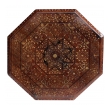  intricately inlaid anglo indian octagonal side/traveling table with brass and copper inlay