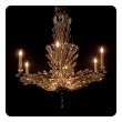 a chic 6-light chandelier with radiating crystal fronds 