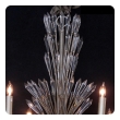 a chic 6-light chandelier with radiating crystal fronds 