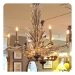 a chic 6-light chandelier with radiating crystal fronds 