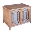 Hollywood Regency Painted Faux Bamboo and Mirrored 2-Door Cabinets