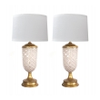  Large & Striking Pair of Murano Pink and White Lattacino Lamps by Dino Martens for Aureliano Toso 