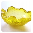 A Vibrant Murano Mid-century Yellow Bullicante Leaf-form Bowl