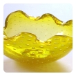 A Vibrant Murano Mid-century Yellow Bullicante Leaf-form Bowl