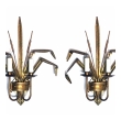 Stylish Pair of Italian 1960's Gilt-tole 2-arm Cattail Wall Lights/Sconces 