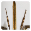 Stylish Pair of Italian 1960's Gilt-tole 2-arm Cattail Wall Lights/Sconces 