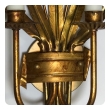 Stylish Pair of Italian 1960's Gilt-tole 2-arm Cattail Wall Lights/Sconces 