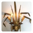 Stylish Pair of Italian 1960's Gilt-tole 2-arm Cattail Wall Lights/Sconces 
