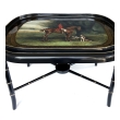 English Regency Style Hand-Painted Wooden Hunting Tray on Stand