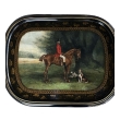 English Regency Style Hand-Painted Wooden Hunting Tray on Stand