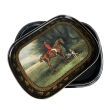 English Regency Style Hand-Painted Wooden Hunting Tray on Stand