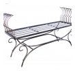 Curvaceous French 1950's Raw Iron Curule-form Bench with Incurved Arms