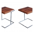 Chic Pair of French 1970's Square Macassar and Chrome Side Tables