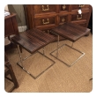 Chic Pair of French 1970's Square Macassar and Chrome Side Tables