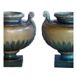 Pair of French Glazed Earthenware Urns;  signed 'Emile Muller, Paris' 