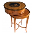 Italian Neoclassical Fruitwood Inlaid Cylindrical Sewing Box on Stand