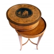 Italian Neoclassical Fruitwood Inlaid Cylindrical Sewing Box on Stand