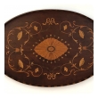 An Intricately Inlaid English Victorian Marquetry Oval Tray with Brass Handles