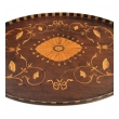 An Intricately Inlaid English Victorian Marquetry Oval Tray with Brass Handles
