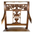 Italian Neoclassical Carved Fruitwood Armchair with Leather Seat