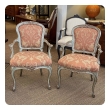 Shapely Pair of Italian Rococo Style Aqua Painted and Parcel-gilt Armchairs