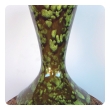 Massive Pair of 1960's Cork Lamps with Mottled Olive-Green Ceramic Mounts