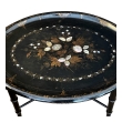 English Victorian Painted and Inlaid Oval Tray-on-Stand