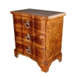 Pair of Continental Baroque Style Walnut 3-Drawer Arbalète-form Commodes