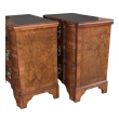 Pair of Continental Baroque Style Walnut 3-Drawer Arbalète-form Commodes