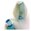 Shapely air of Murano 1960's Teal, White and Cream Striped Bottle-form Vases 