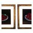 Gouache on Paper: Pair Victorian Still Life Paintings of a Bowl of Cherries and Red RasberriesGouache on Paper: Pair Victorian Still Life Paintings of a Bowl of Cherries and Red Rasberries