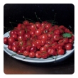 Gouache on Paper: Pair Victorian Still Life Paintings of a Bowl of Cherries and Red Rasberries
