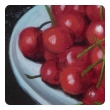 Gouache on Paper: Pair Victorian Still Life Paintings of a Bowl of Cherries and Red Rasberries