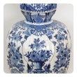 A Striking Pair of Antique Dutch Delftware Blue and White Double-baluster Vases now Mounted as Lamps