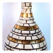 Mid-century Incised Geometric Bottle-form Lamps with Gilt Highlights